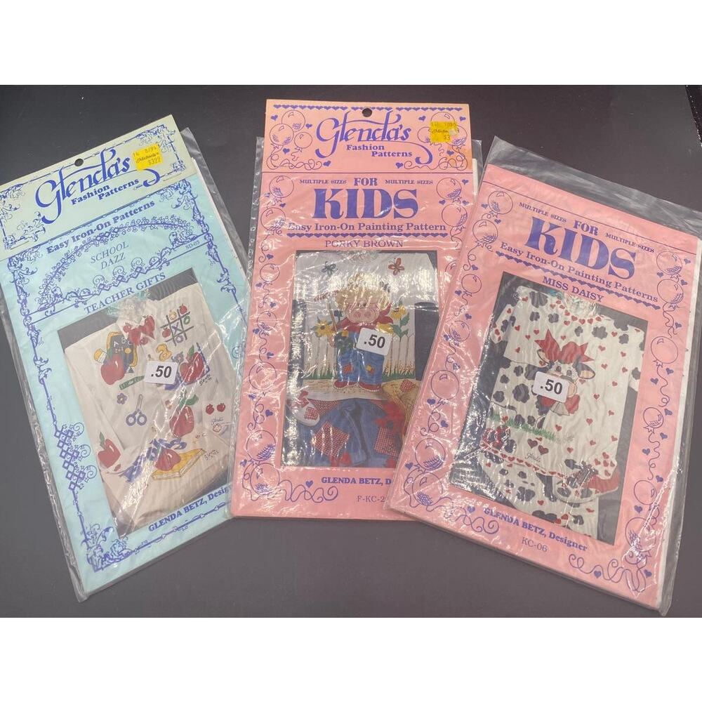 set of 3 Glenda's Fashion Patterns For KIDS-Easy Iron On Painting Pattern NEW